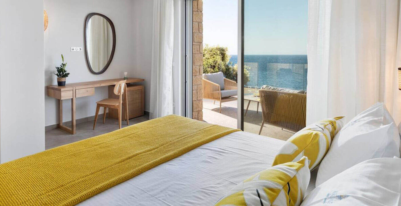 Mirabile Luxury Residence Corfu room with yellow details